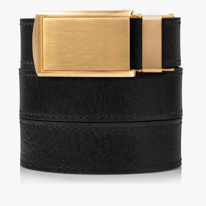 Black Top Grain Leather Belts - SlideBelts