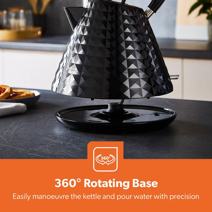 Black Kettle and Toaster Set | 1.5L Electric Kettle & 4-Slice Toaster