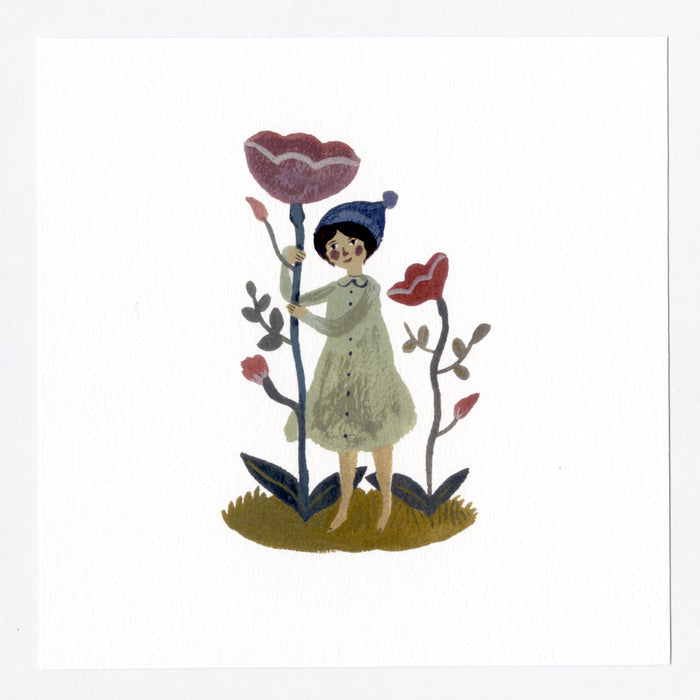 Blooms and Bobble Hat 7x7 print