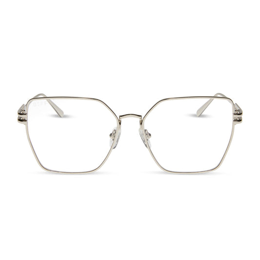 diff eyewear featuring the bonnie square prescription glasses with a silver frame front view