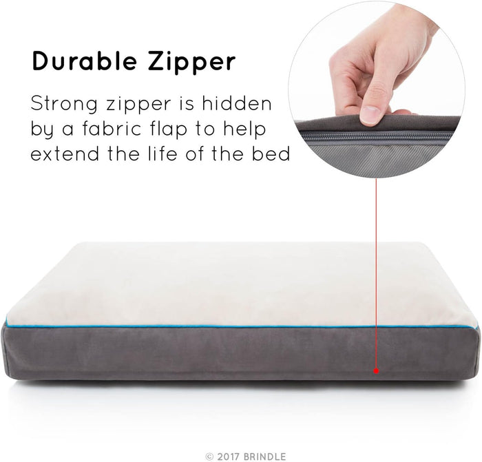 BRINDLE Shredded Memory Foam Pet Bed Small 22in X 16in Stone Plush