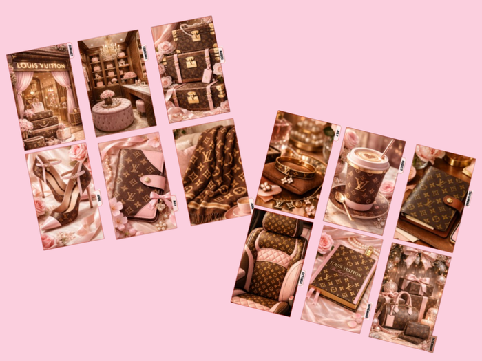 Brown & Pink L | Monthly Dividers | Personal Wide | Set of 12