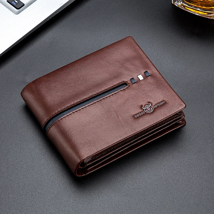 BULLCAPTAIN Men’s Genuine Leather Wallet – RFID Blocking Business Card Holder Bifold Purse