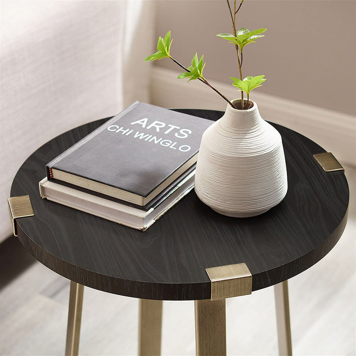 Capri Round End Table - Black Oak, Gold by Criterion - Home Living Store - End Table