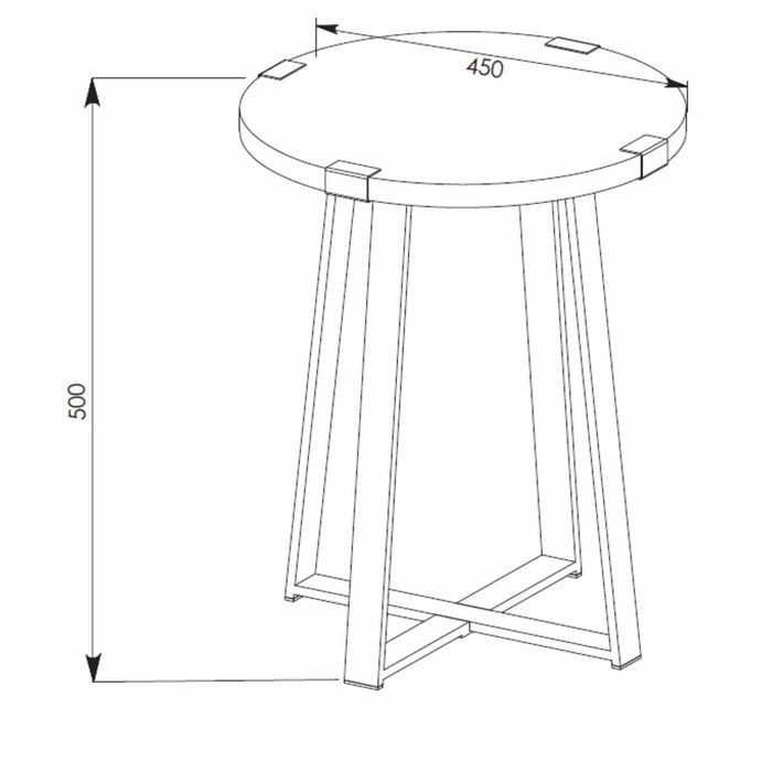 Capri Round End Table - Black Oak, Gold by Criterion - Home Living Store - End Table