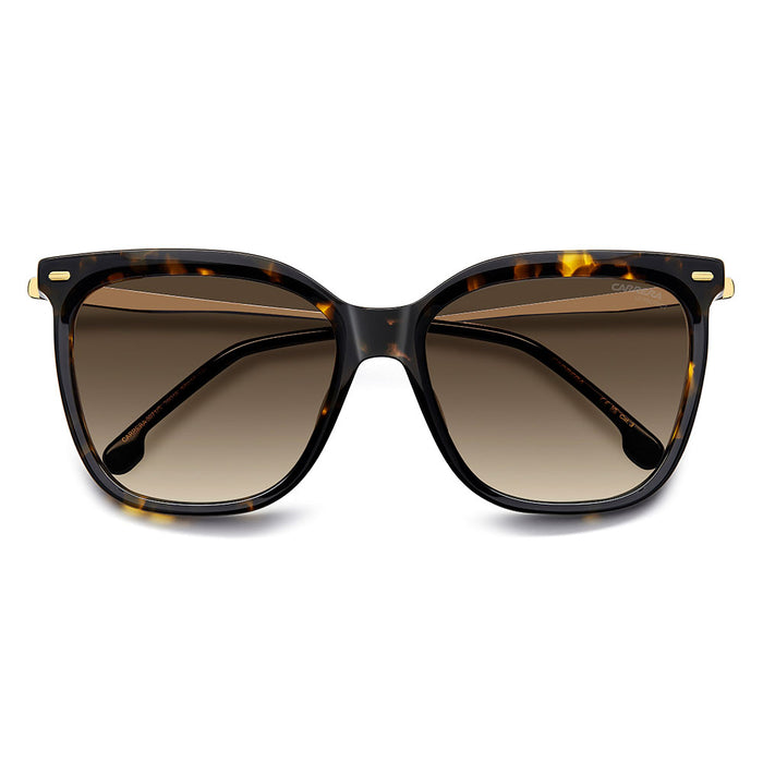Carrera 3017 Women's Rectangular Frame Designer Sunglasses Havana Gold - close front view