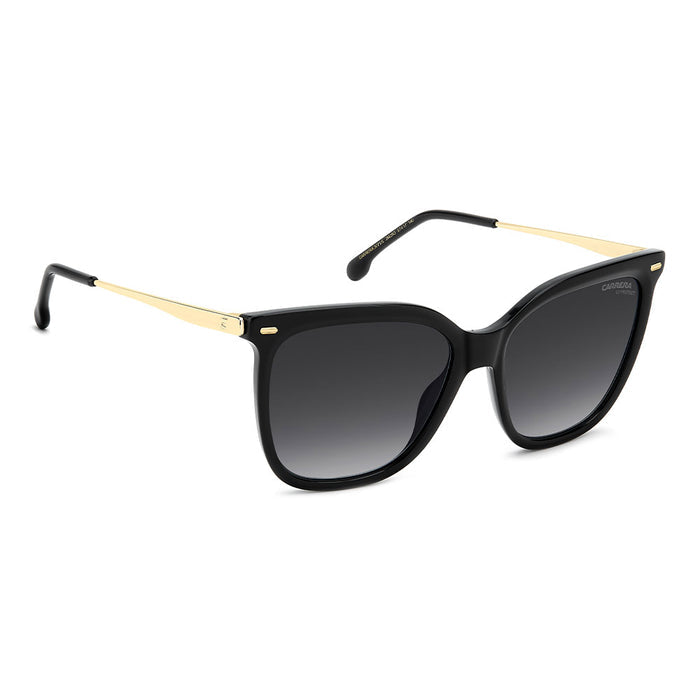 Carrera 3017 Women's Rectangular Frame Designer Sunglasses Black Gold - side view