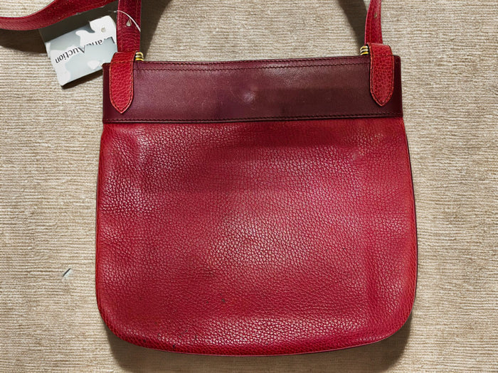 CARTIER Must Line Shoulder Bag Leather Bordeaux Gold Auth BA3142 Golden Dark red