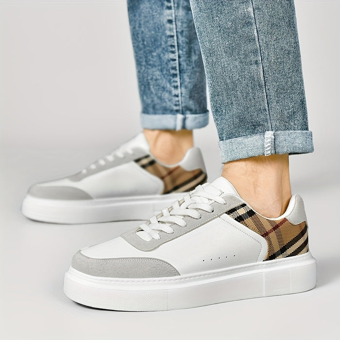 Cesare Bellandi Plaid Streetwear Leather Sneakers
