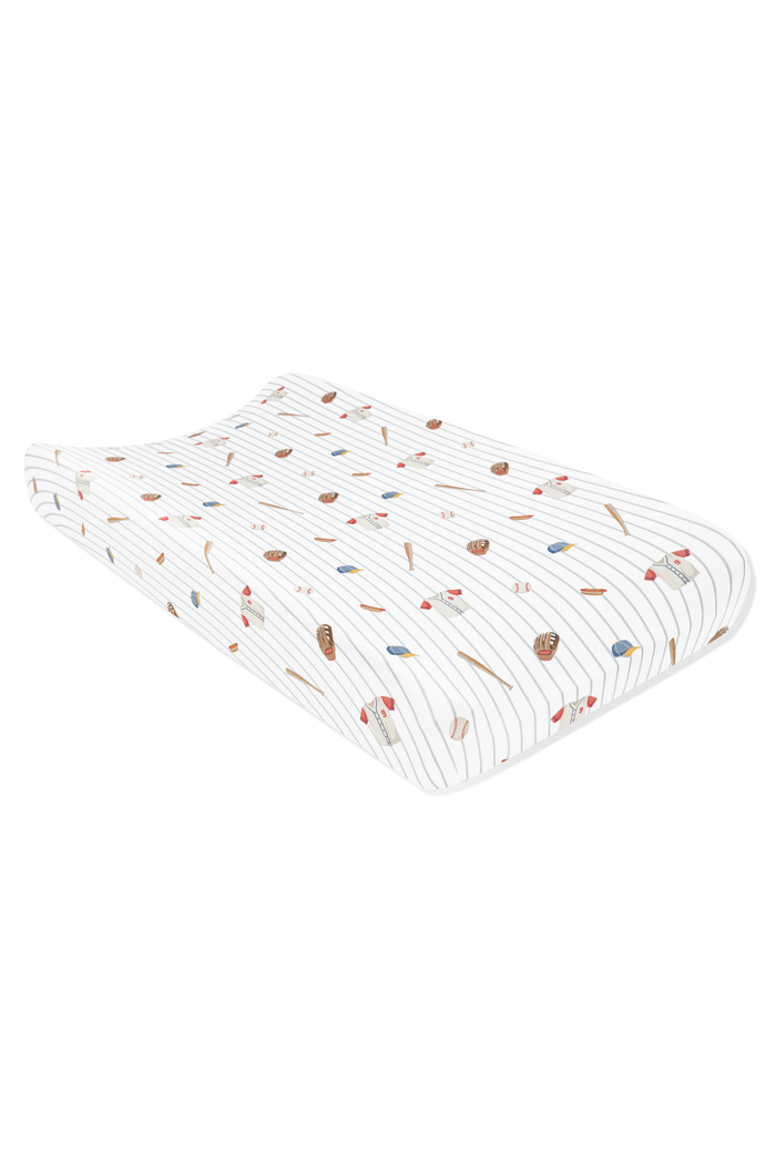 Change Pad Cover in Home Run shown on a change pad mattress