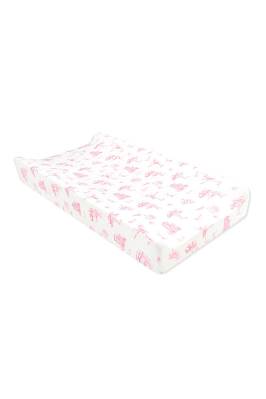 Change Pad Cover in Toile Ballet on a change pad