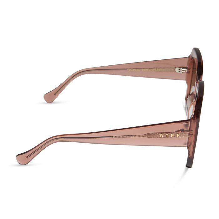 diff eyewear featuring the charise square sunglasses with a café ole frame and brown gradient polarized lenses side view