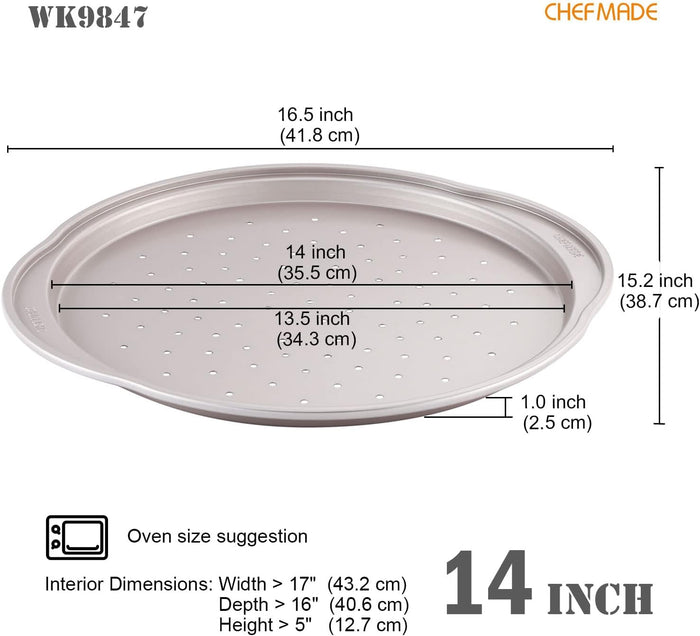 CHEFMADE WK9847 Non-Stick Pizza Crispen Pan, 14"