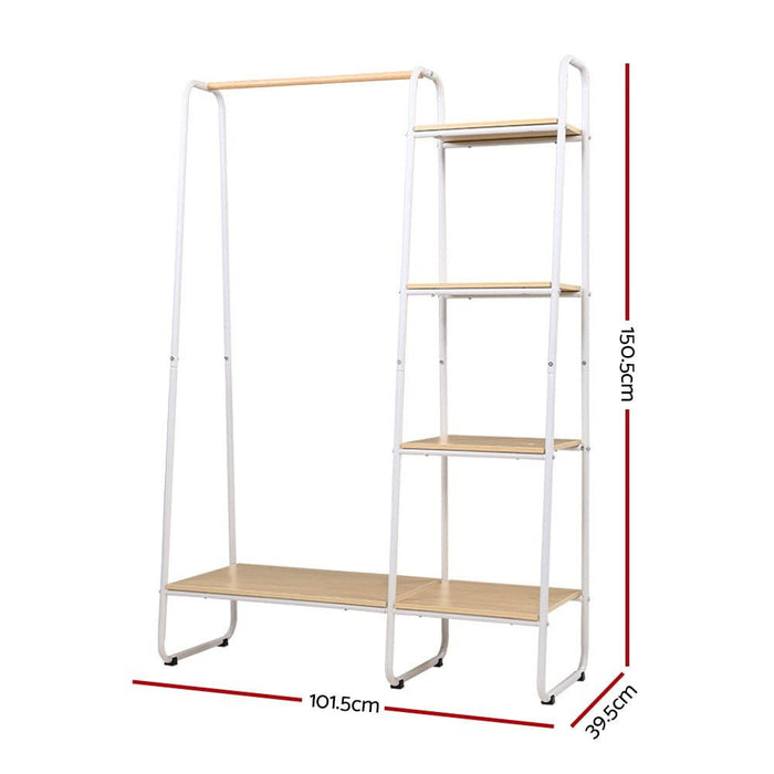Closet Storage Rack Clothes Hanger Shelf Garment Rail Stand Wardrobe Organiser White -Home Living Store - -