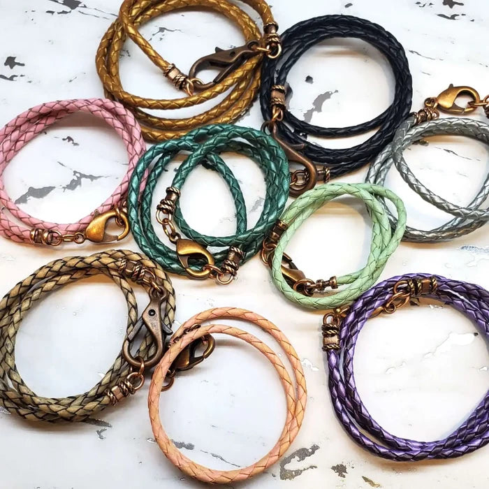AMD1273Colored Bolo Leather Style Chokers | Braided Bolo LeatherJewelryNecklaces$ 22.50Alexa Martha Designs