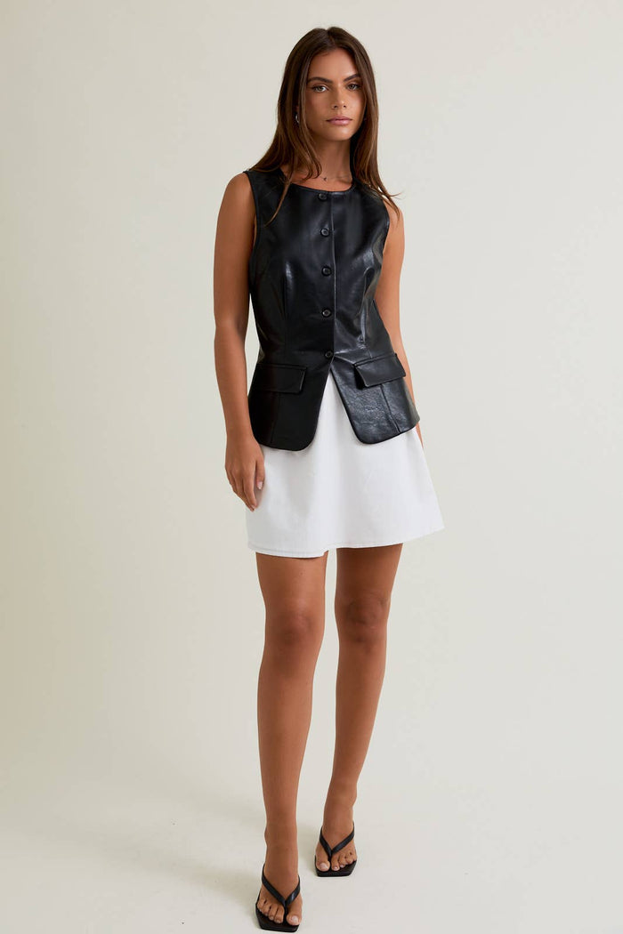 CONTRAST SKIRT MINI DRESS