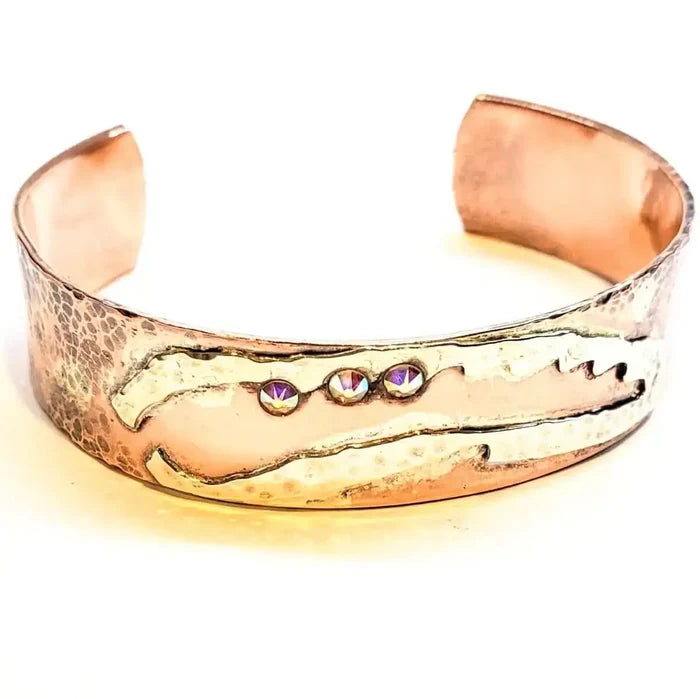 Copper Sculpted Angel Wing Frame Cuff Bracelet