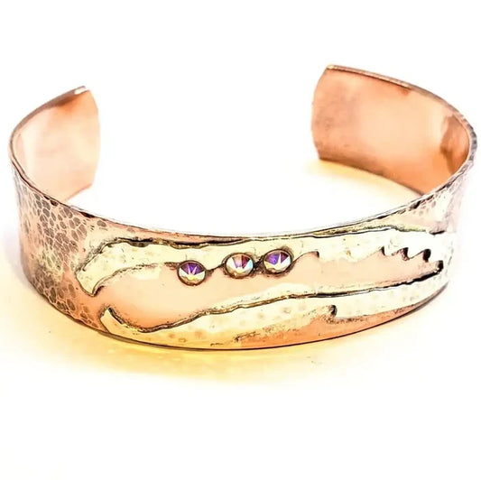 Copper Sculpted Angel Wing Frame Cuff Bracelet