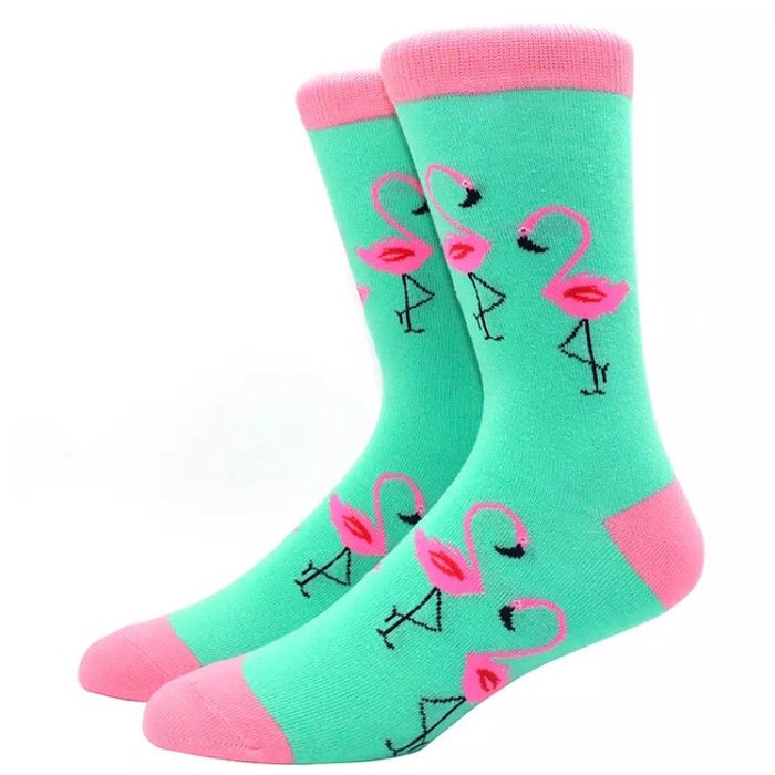 Crew Socks: Flamingos ~ Mint/Pink 💓