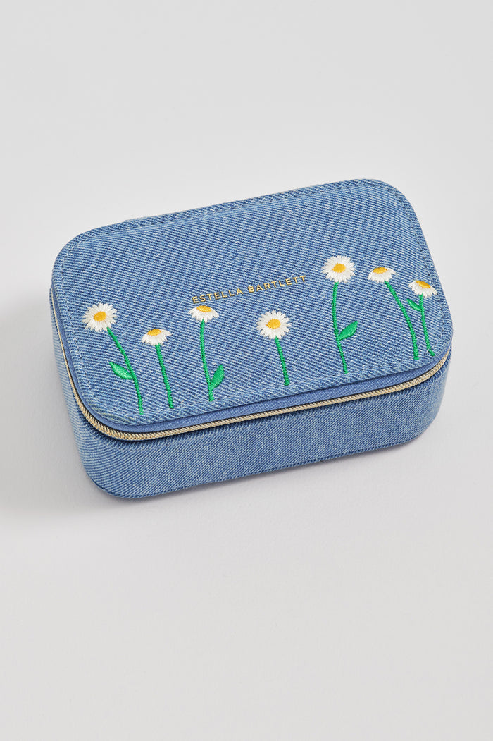 Daisy Embroidered Mini Jewellery Box