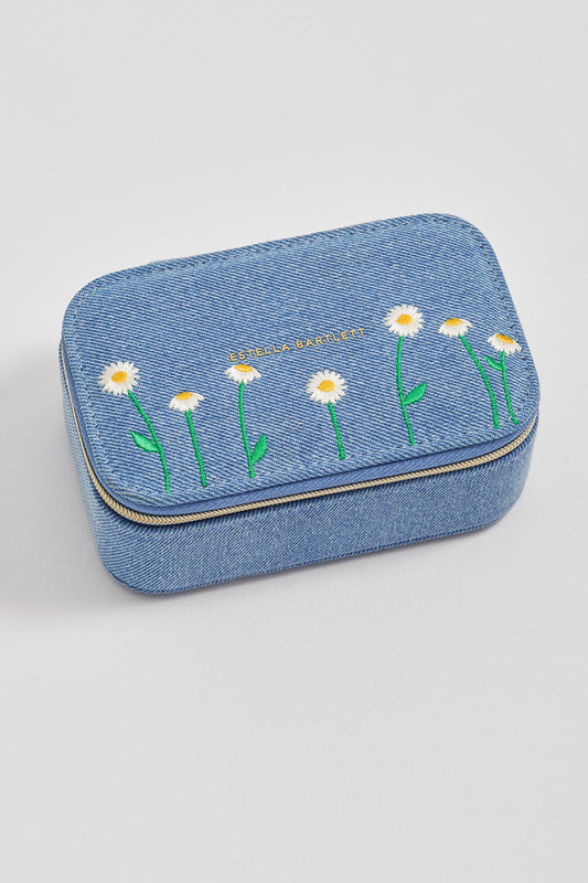 Daisy Embroidered Mini Jewellery Box