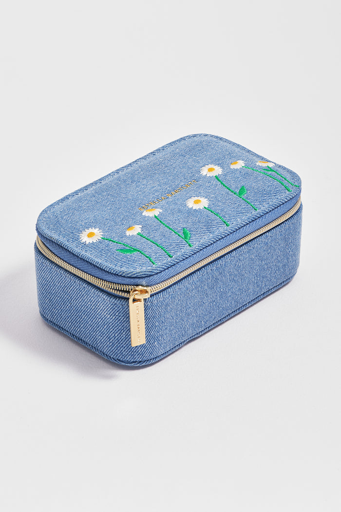 Daisy Embroidered Mini Jewellery Box