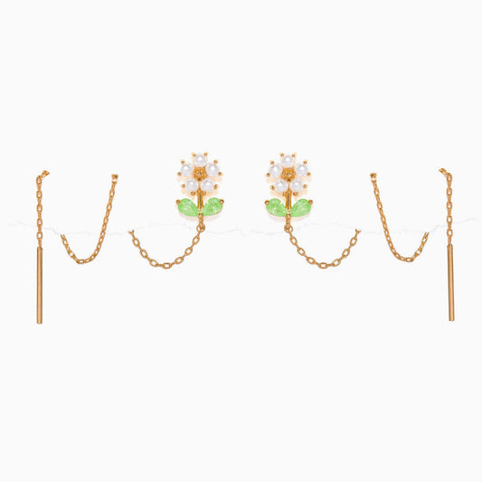 Daisy Petal Threader Earrings