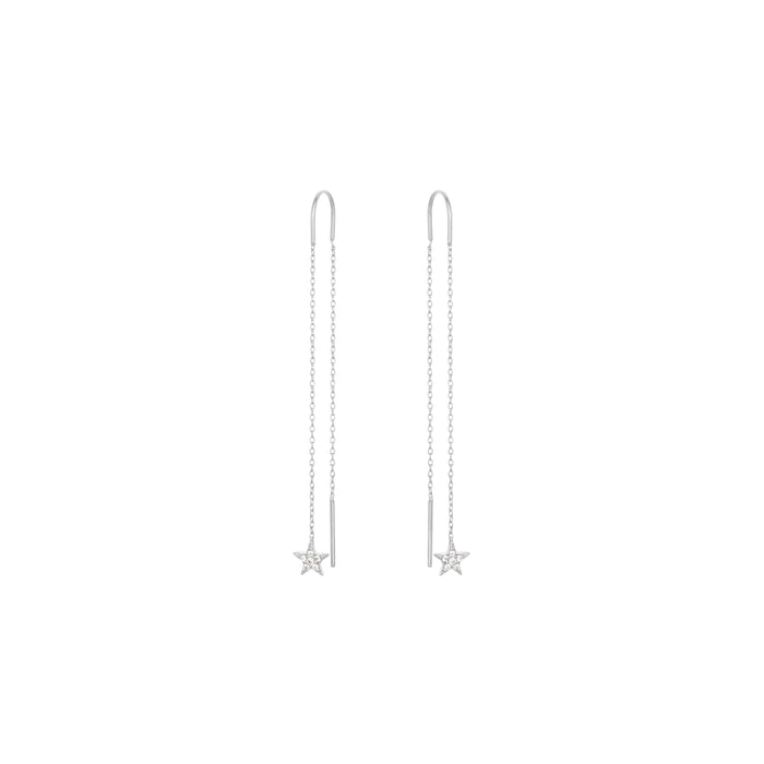 Dangling Star Earrings 18k White Gold