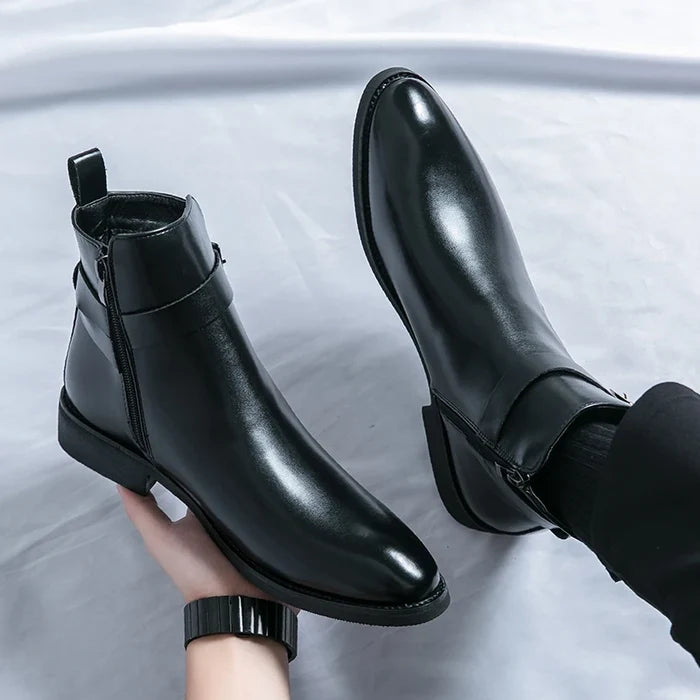 Dario Luciani Leather Buckle Ankle Boots