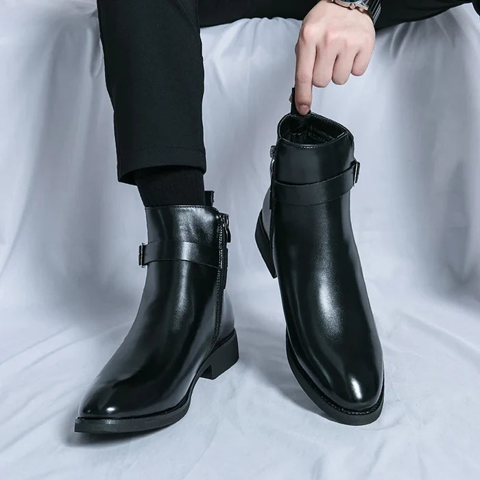 Dario Luciani Leather Buckle Ankle Boots