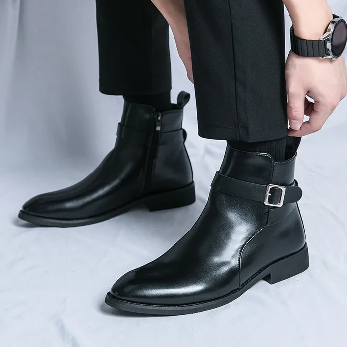 Dario Luciani Leather Buckle Ankle Boots