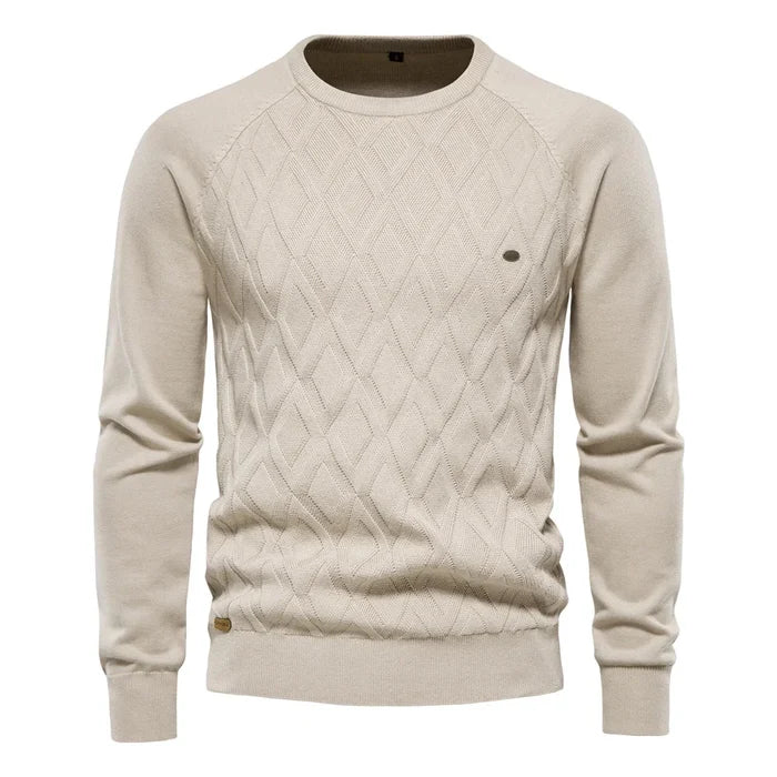 Dario Pini Men’s Argyle Knit O-Neck Sweater
