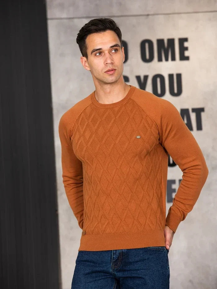 Dario Pini Men’s Argyle Knit O-Neck Sweater