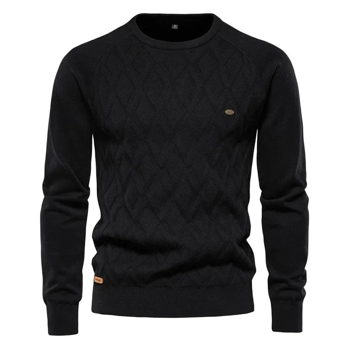 Dario Pini Men’s Argyle Knit O-Neck Sweater