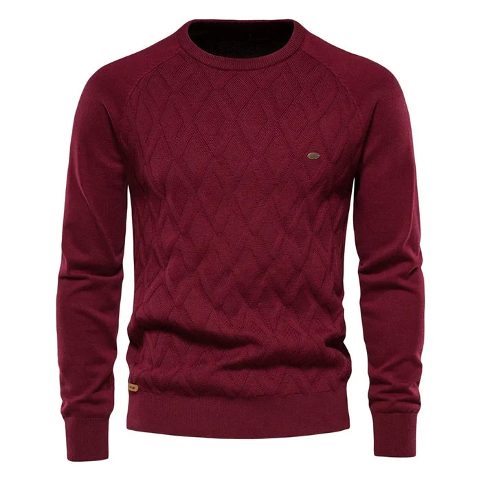 Dario Pini Men’s Argyle Knit O-Neck Sweater