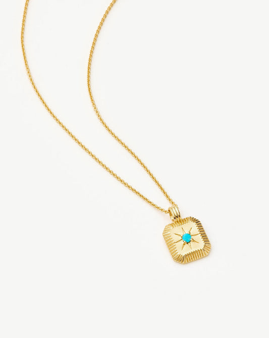 Star Ridge Birthstone Pendant Necklace | 18ct Gold Vermeil/Dyed Turquoise Magnesite Necklaces Missoma