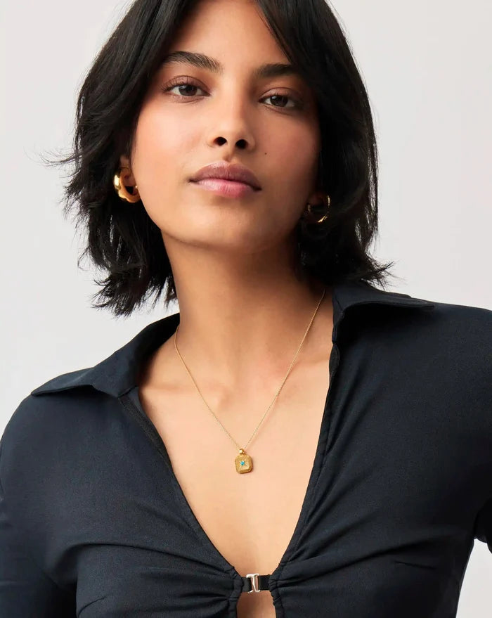 December Birthstone Pendant Necklace | 18ct Gold Vermeil/Dyed Turquoise Magnesite Necklaces Missoma