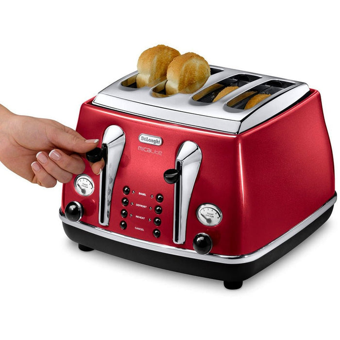 DeLonghi 4 Slice Toaster | CTOM4003.R DeLonghi Toaster Euronics Ireland