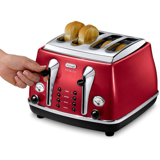DeLonghi 4 Slice Toaster | CTOM4003.R DeLonghi Toaster Euronics Ireland