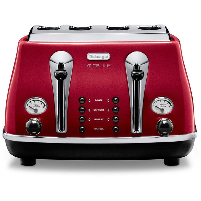 DeLonghi 4 Slice Toaster | CTOM4003.R DeLonghi Toaster Euronics Ireland