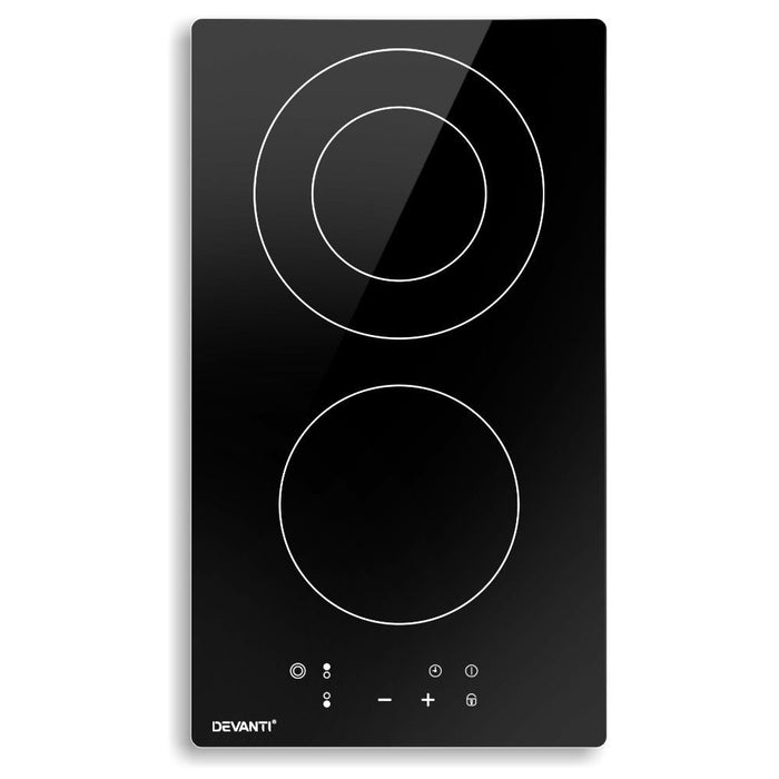 Devanti Electric Ceramic Cooktop 30cm Kitchen Cooker Cook Top Hob Touch Control 3-Zones -Home Living Store - -