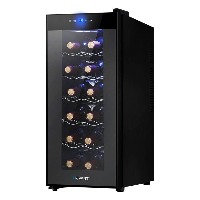 Devanti Wine Cooler 12 Bottle Thermoelectric Fridge Storage Chiller -Home Living Store - -