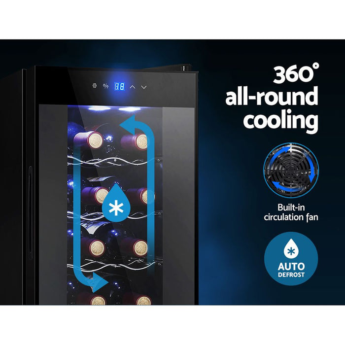 Devanti Wine Cooler 12 Bottle Thermoelectric Fridge Storage Chiller -Home Living Store - -