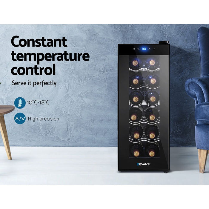 Devanti Wine Cooler 12 Bottle Thermoelectric Fridge Storage Chiller -Home Living Store - -