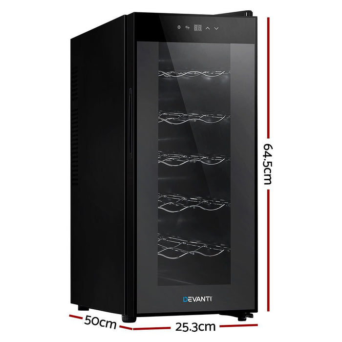 Devanti Wine Cooler 12 Bottle Thermoelectric Fridge Storage Chiller -Home Living Store - -