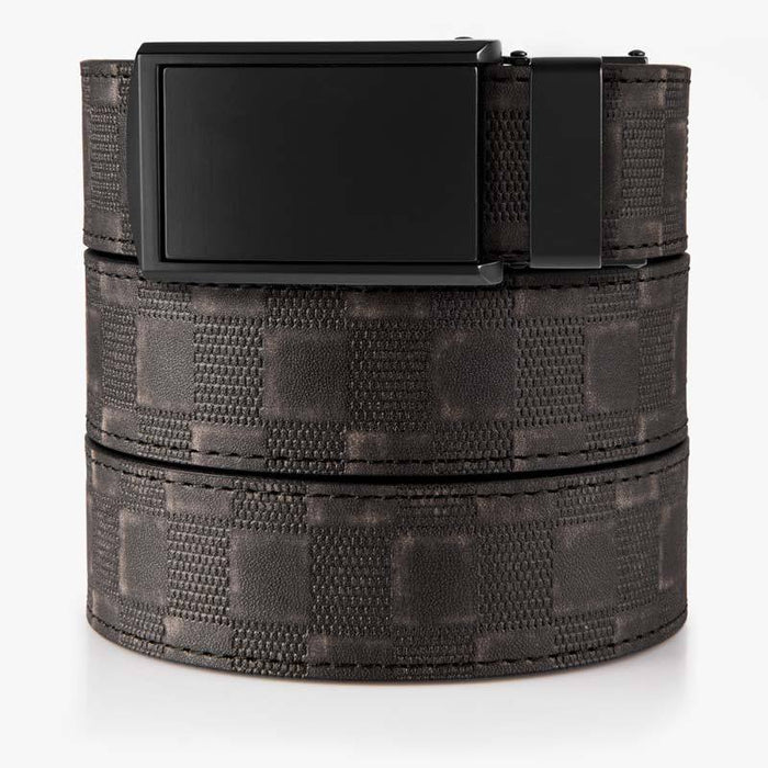 Distressed Black Checkered Belt - SlideBelts