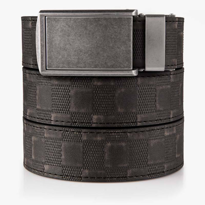 Distressed Black Checkered Belt - SlideBelts