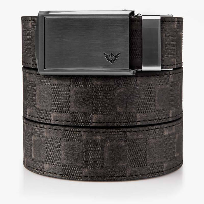 Distressed Black Checkered Belt - SlideBelts