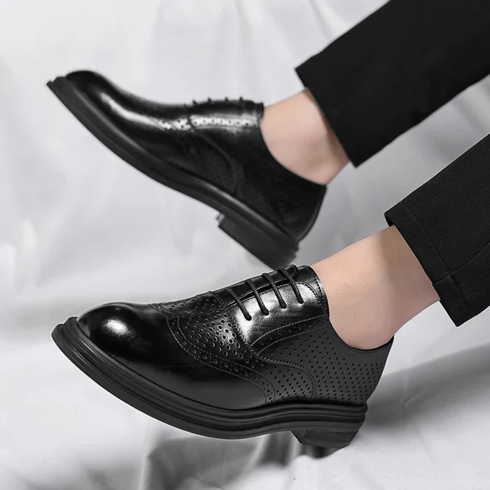 Elio Gravani Hollow Wingtip Derby Brogues with Arch Support (Height Increase 6cm/8cm)