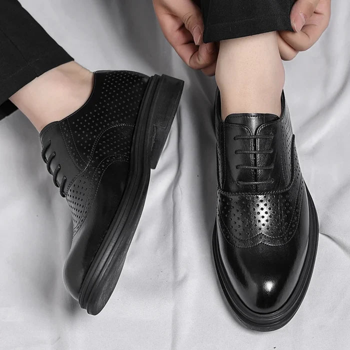 Elio Gravani Hollow Wingtip Derby Brogues with Arch Support (Height Increase 6cm/8cm)